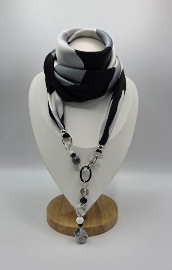 foulard femme noir et blanc