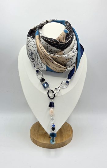 foulard pivoine bleue